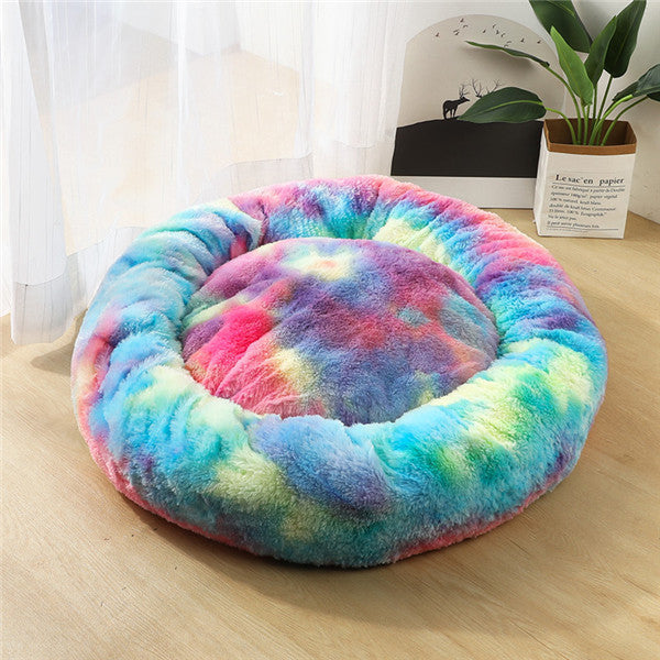Soft Round Plush Bed for Cats & Small Dogs