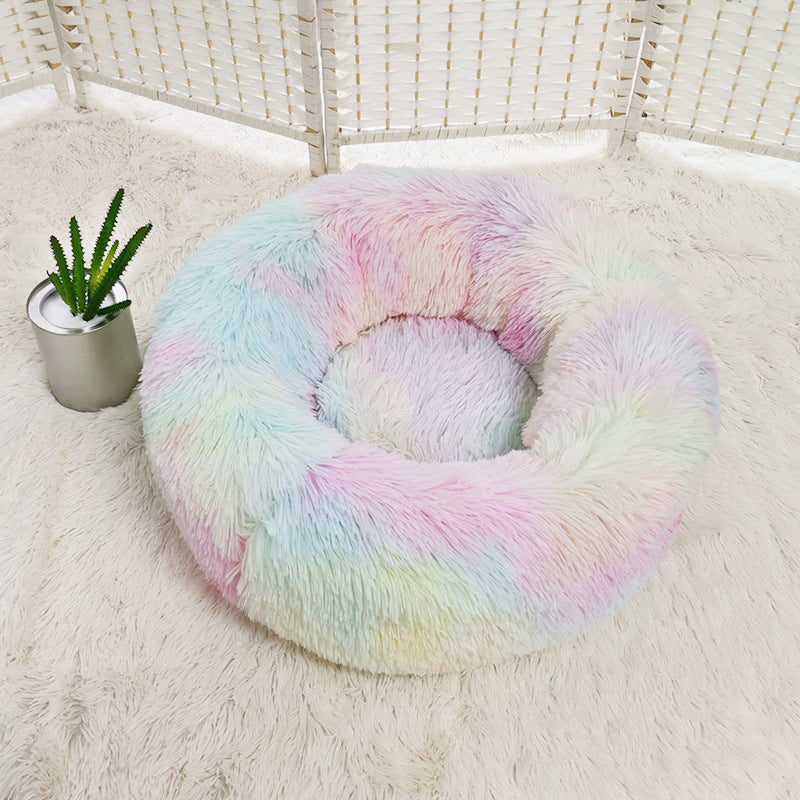 Soft Round Plush Bed for Cats & Small Dogs