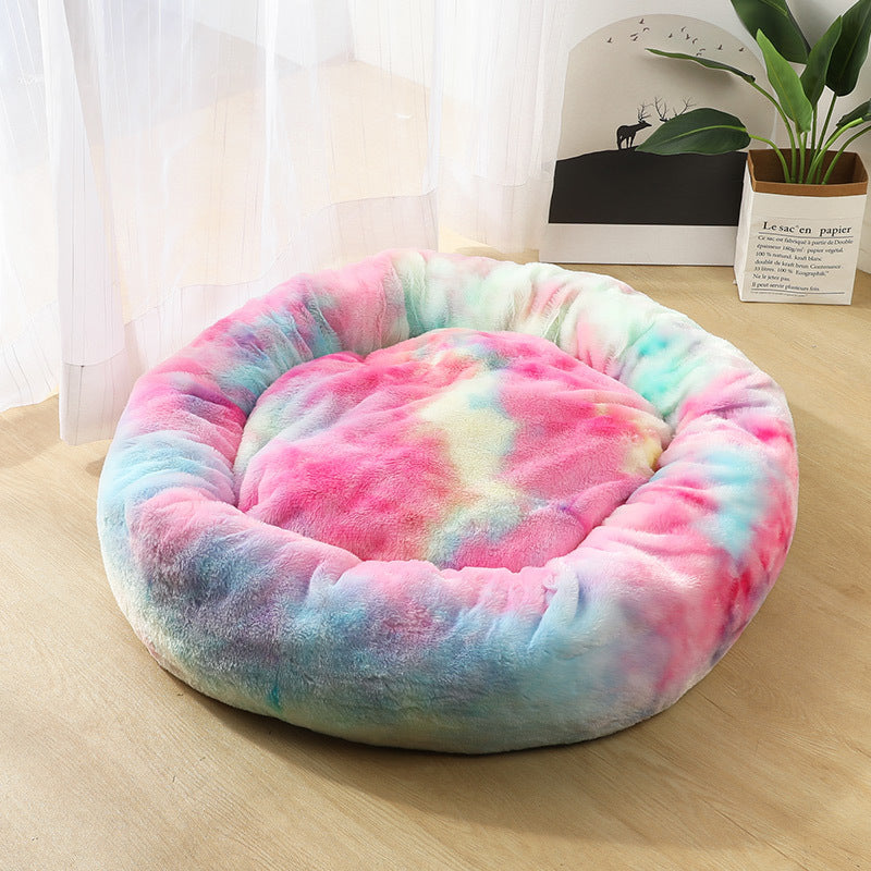 Soft Round Plush Bed for Cats & Small Dogs
