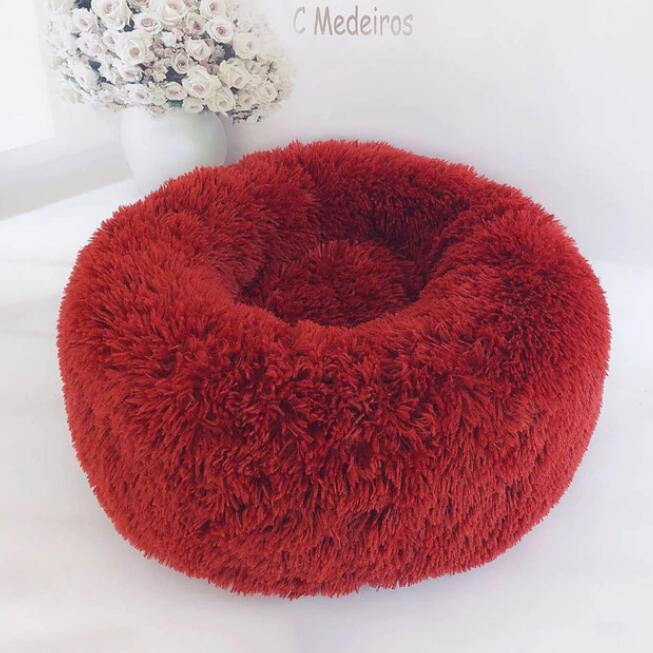 Soft Round Plush Bed for Cats & Small Dogs