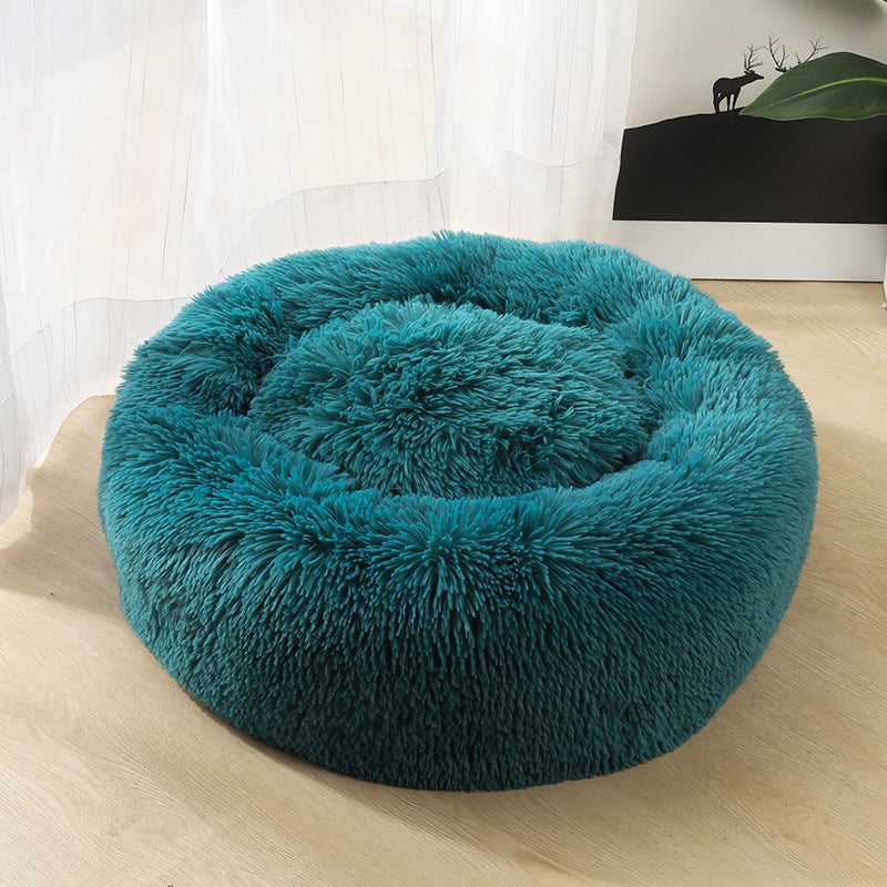 Soft Round Plush Bed for Cats & Small Dogs