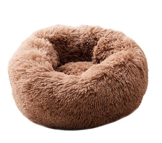 Soft Round Plush Bed for Cats & Small Dogs