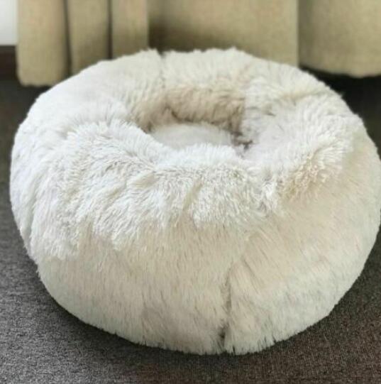 Soft Round Plush Bed for Cats & Small Dogs