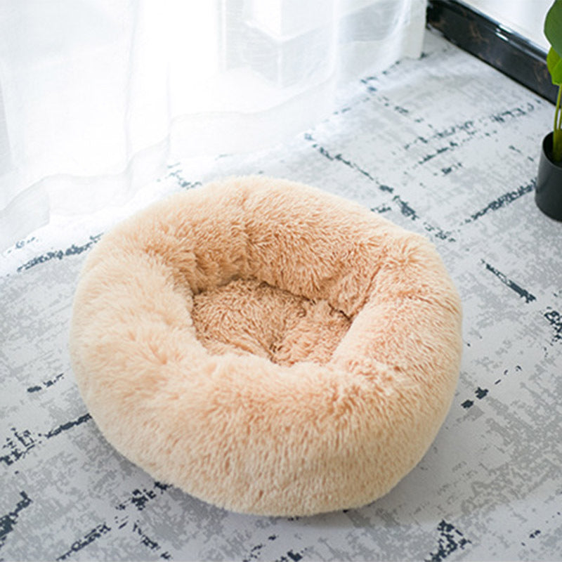 Soft Round Plush Bed for Cats & Small Dogs