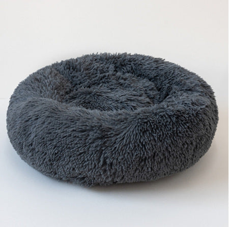Soft Round Plush Bed for Cats & Small Dogs