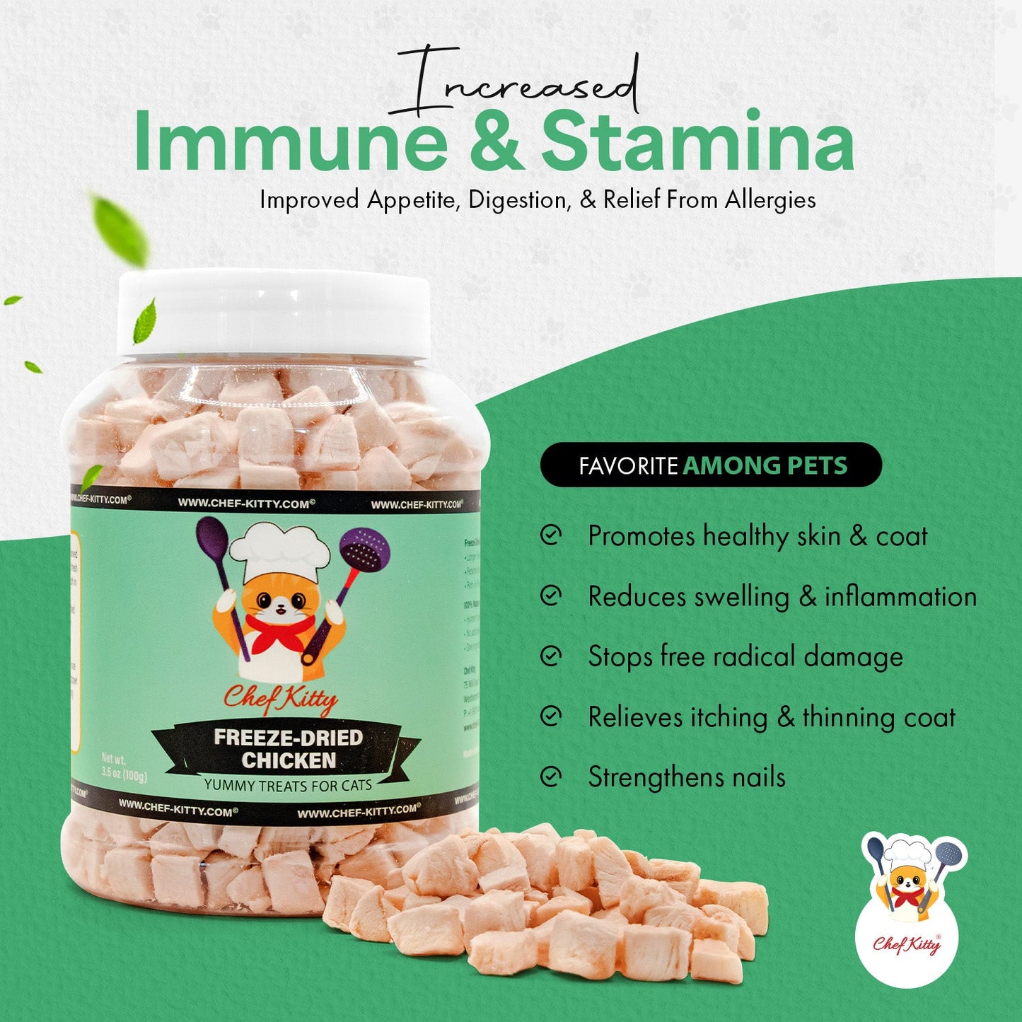 Freeze Dried Chicken Cat & Dog Treats - Made from 100% Human Grade Chicken Breast - Only 1 Ingredient - Healthy, Raw, Dry Food for Indoor Cats, Kittens, Dogs - Made in The USA - (1.75oz-7.7oz)