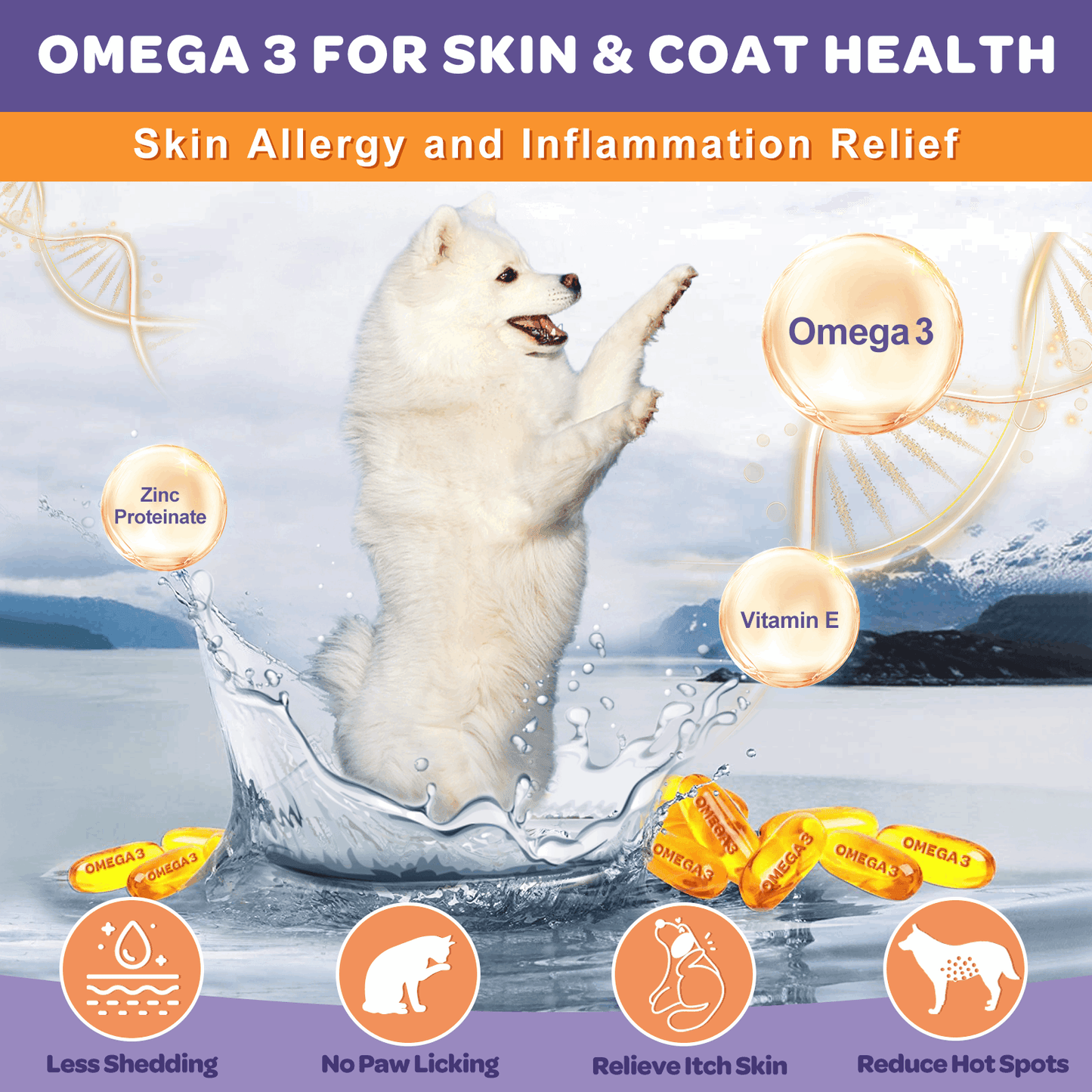 Probiotics + Prebiotics + Digestive Enzymes + Omega 3 for Dogs & Cats, Reduce Diarrhea Flatulence