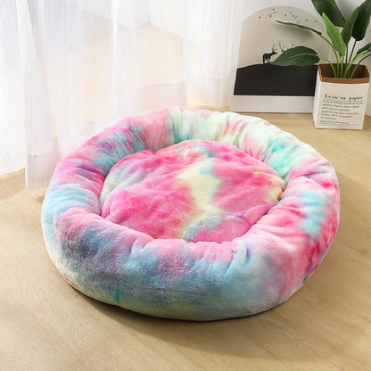 Soft Round Plush Bed for Cats & Small Dogs