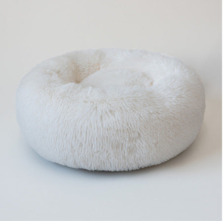 Soft Round Plush Bed for Cats & Small Dogs