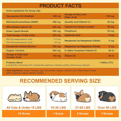 Glucosamine Joint Supplement for Dogs & Cats: Includes Chondroitin, MSM, and Turmeric to Support Hip and Joint Mobility